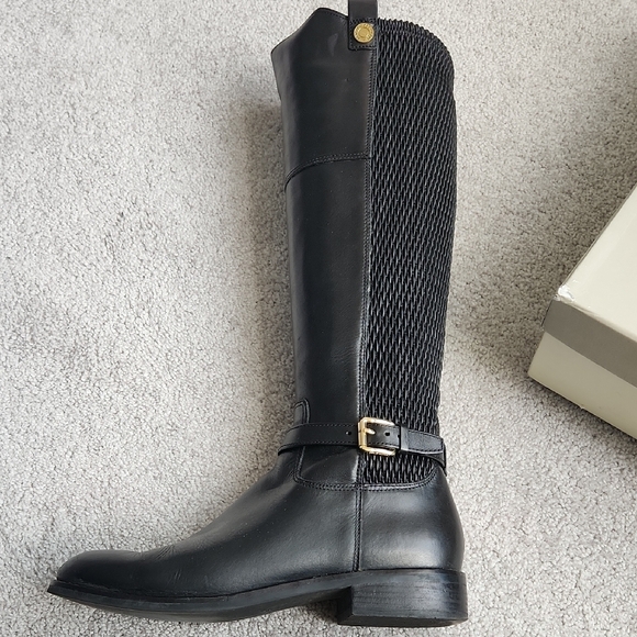 Cole Haan Black Knee High Boots Sleek Equestrian Style - Picture 2 of 4